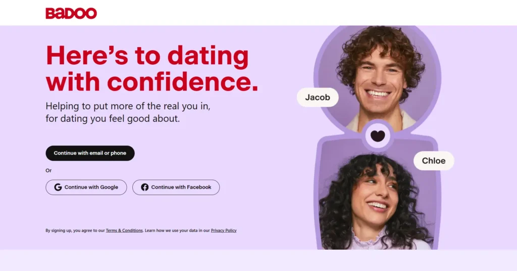 Badoo interface showing matching features on free dating site