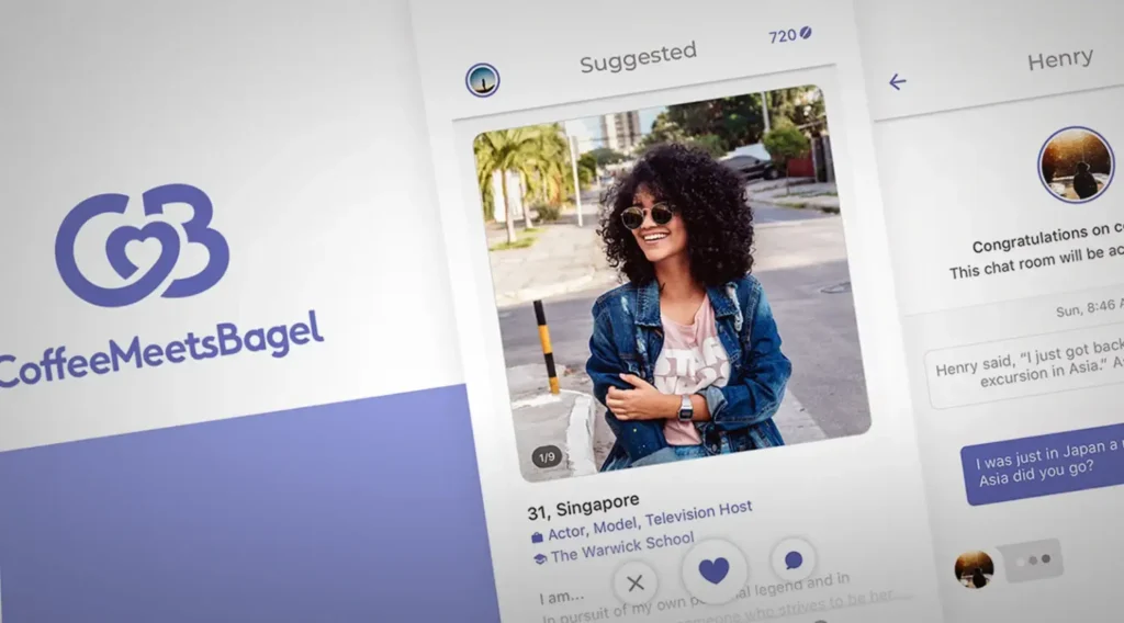 Coffee Meets Bagel - interface showing matching features on free dating site