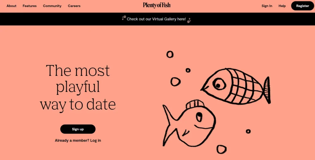 Plenty of fish interface showing matching features on free dating site